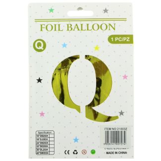 16" Letter "Q" Air filled Foil Balloon - Gold