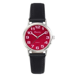 Ravel Ladies Round Polished Watch - Black & Red