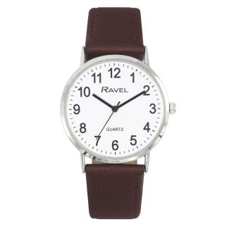 Ravel Men's Round Leather Classic Watch - Brown