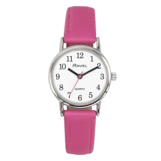 Ravel Ladies Round Polished Watch - Pink & Silver