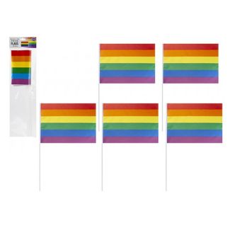 Rainbow Hand Flag (Pack of 5) - 12" x 8"