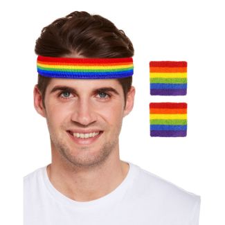 Rainbow Pride Headband & Wristband Set 