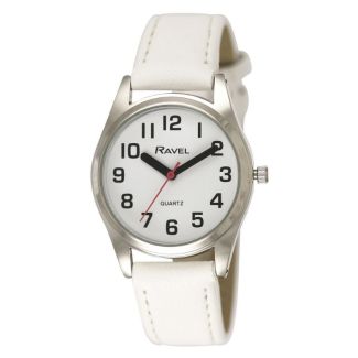 Wholesale Ravel Ladies Easy Read Silver Tone Watch - White/Silver 