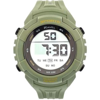 Ravel Men's 3ATM Digital Sports Silicon Watch With Backlight - Olive Green
