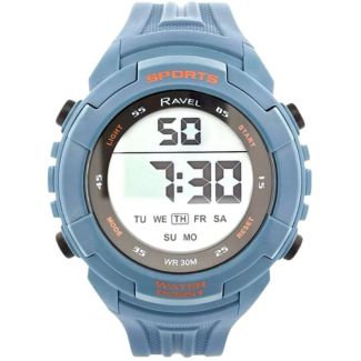 Ravel Men's 3ATM Digital Sports Silicon Watch With Backlight - Sky Blue