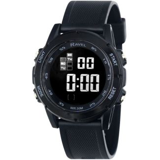 Ravel Men's Dark Display 3ATM Digital Silicon Watch - Black