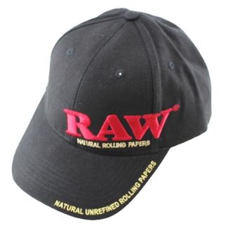Raw Black Baseball Cap with Embroidered Logo