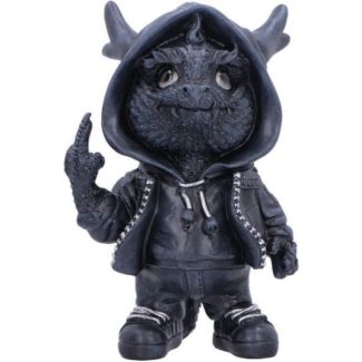Rebellious Black Dragon Figurine in Casual Clothing – 16.2cm