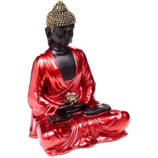 Red, Black & Gold Thai Buddha Contemplation Resin Ornament (24.5cm)