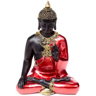 Red, Black & Gold Thai Buddha Meditation Resin Ornament (26cm)