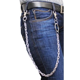 Rhodium Double Key Hip Chain-55cm