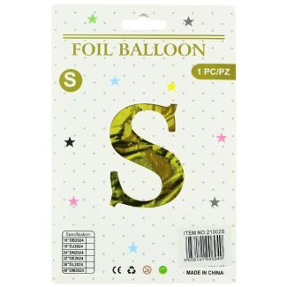 16" Letter "S" Air filled Foil Balloon - Gold