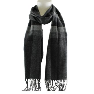 Men's Warm Chequered Winter Scarf - Grey
