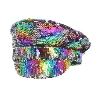 Sequin Captains Hat - Rainbow