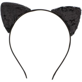 Sequin Cat Ears Alice Band - Black