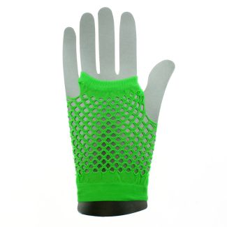 Short Ladies Fishnet Gloves - Neon Green