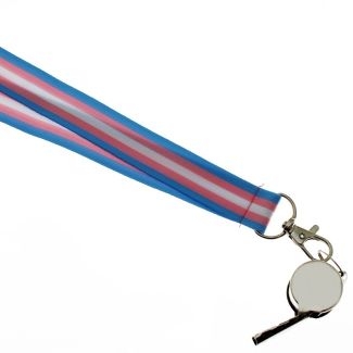 Wholesale Silver Whistle With Lanyard - Transgender Colours