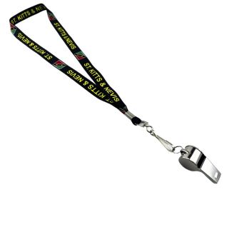 Silver Whistles With Lanyard Saint Kitts and Nevis Design