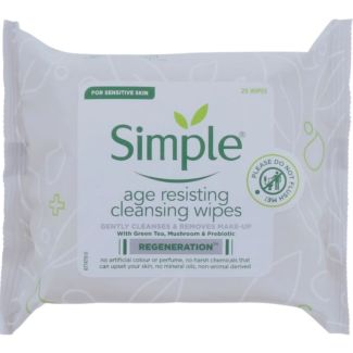 Simple Age Resisting Cleansing Wipes -25 Wipes