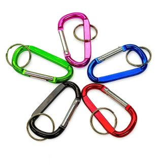 Small D Shape Carabiner Clip 60mm Aluminium Alloy Keychain - Assorted 