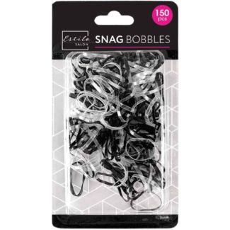 150pcs Snag Free Hair Rubber Bands – Black & Clear Assorted