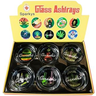 Sparkys Glass Ashtray Leaf Design - Assorted (10 x10x 3.8 cm)