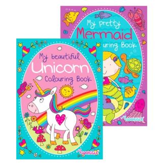 Squiggle Unicorn & Mermaid Colouring Books - Assorted 