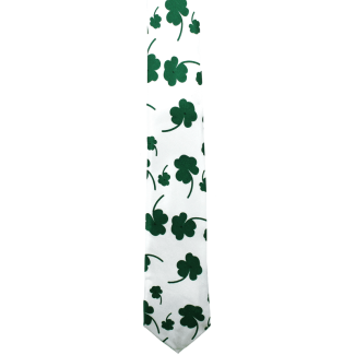 St. Patrick's Day Clover Necktie - White