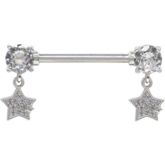 Starfall Crystal Nipple Bar – Clear 14mm