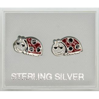 Sterling Silver Ladybird Design Studs - 10mm