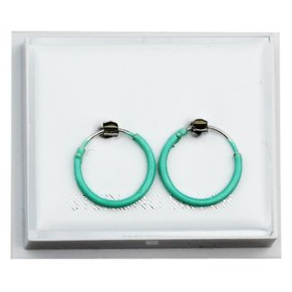Sterling Silver Pastel Enamel Hoops(12mm) - Mint