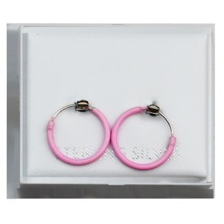 Sterling Silver Pastel Enamel Hoops(12mm) - Pink