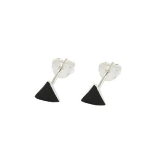 Sterling Silver Triangle Studs - Black 