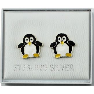 Sterling Silver Penguin Design Studs