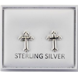 Sterling Silver Cross Design Studs - 10mm