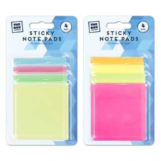 4pk Sticky Note Pads - Bright and Light Colours Assortment