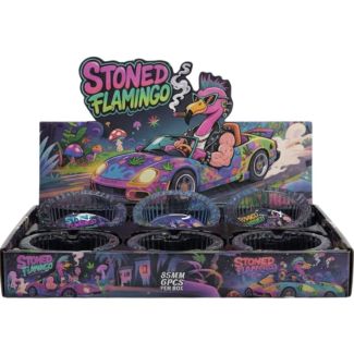 Stoned Flamingo Design Glass Ashtray - Assorted (8.5x3.5cm)