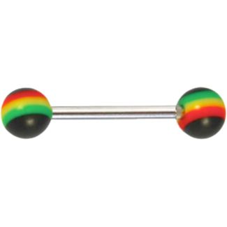 Straight Barbell with Rasta Design Acrylic Balls