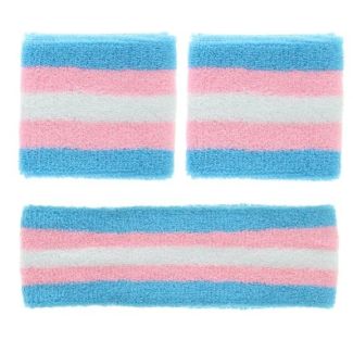 Wholesale Head & Wrist Sweatband Set - Transgender Colours