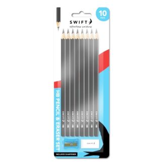 Swift 10pcs Stationery Set - HB Pencils, Eraser & Sharpener