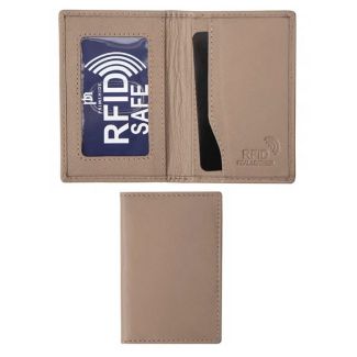 Leather Bus Pass Credit Card Holder RFID Blocking - Taupe 