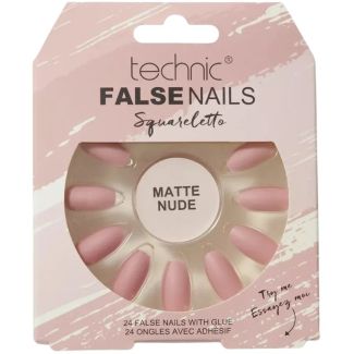 Technic False Nails With Glue – Squareletto Matte Nude