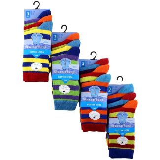 Boy's Striped Design Cotton Lycra Socks (3 Pair Pack) 