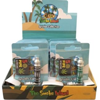 The Smoke Island Metal Pipe With Silver Screens Aztec Designs - Assorted (7cm)
