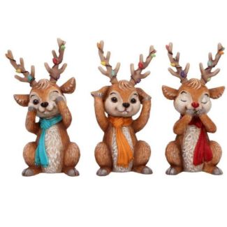 Three Wise Reindeer Christmas Figurine Set - 10.8cm