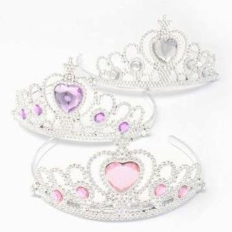 Wholesale Plastic Silver Tiara with Centre Heart Stone - Assorted Colours