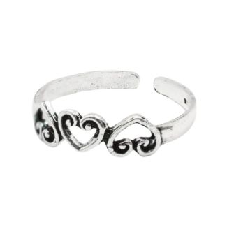 Sterling Silver Swirl Cut Out Hearts Toe Ring