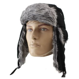 Adults Black Fleece Trapper Hat - Assorted Sizes 