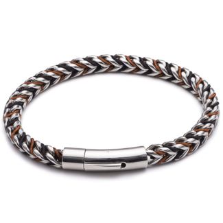 Tribal Steel Brown & Black Plaited Bracelet (Comes With Jute Bag)