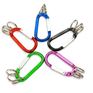 Triple Ring Carabiner Clip 65mm Aluminium Alloy Keychain - Assorted 
